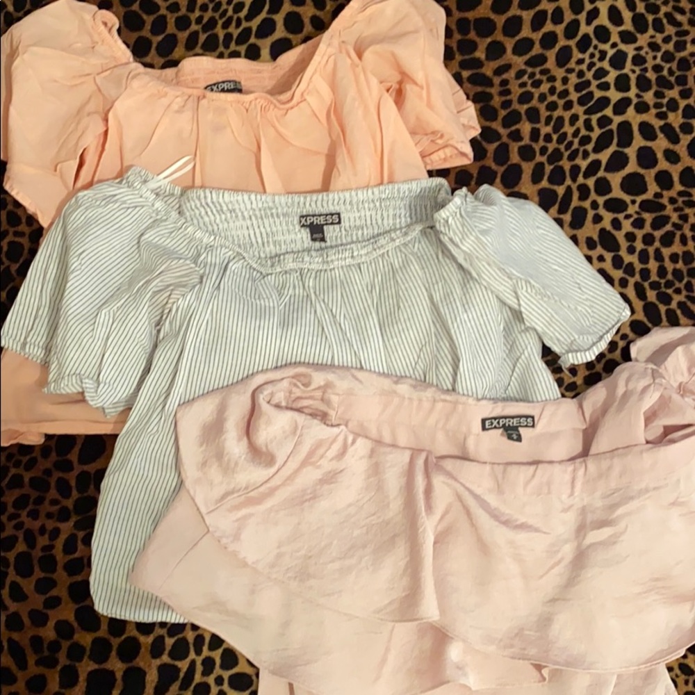 Express off the shoulder crop tops